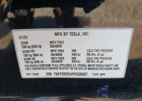 2023 Tesla Model Y Awd/Long Range Dual Motor All-Wheel Drive from USA, damaged, VIN 7SAYGDEE4PF838007